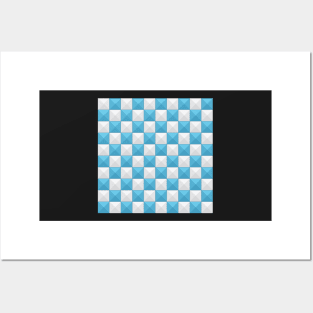 Blue and White Checkered Squares Posters and Art